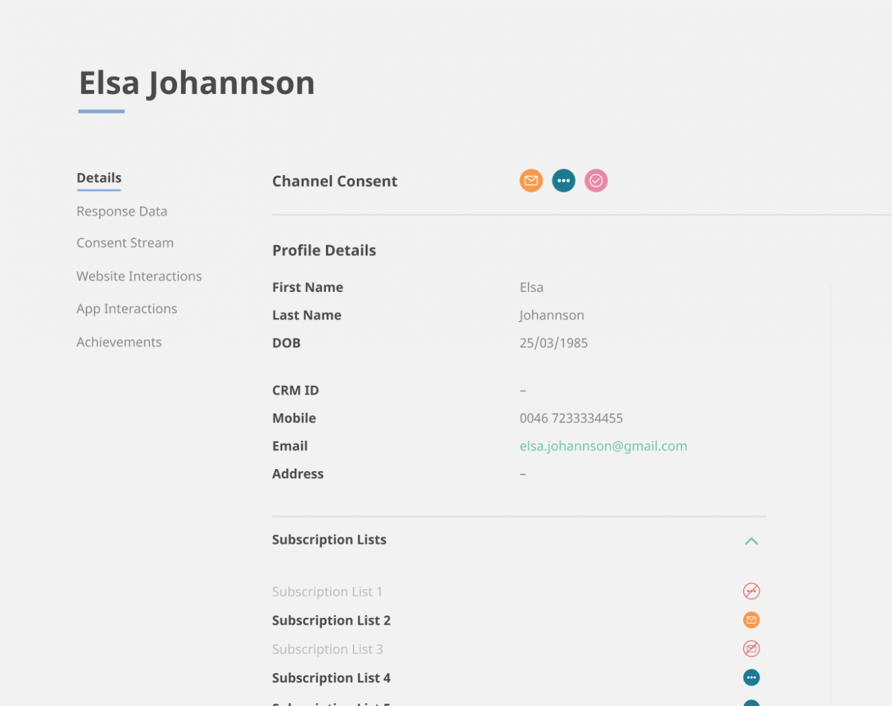 Data Layer – Consents & Topics